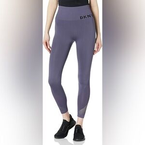 DKNY Sport Women's Seamless Leggings Purple Mesh Accents High Waist Size Small